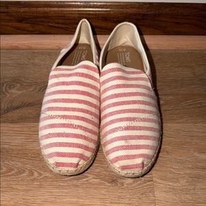 TOMS Women's Striped Red and Cream Espadrilles